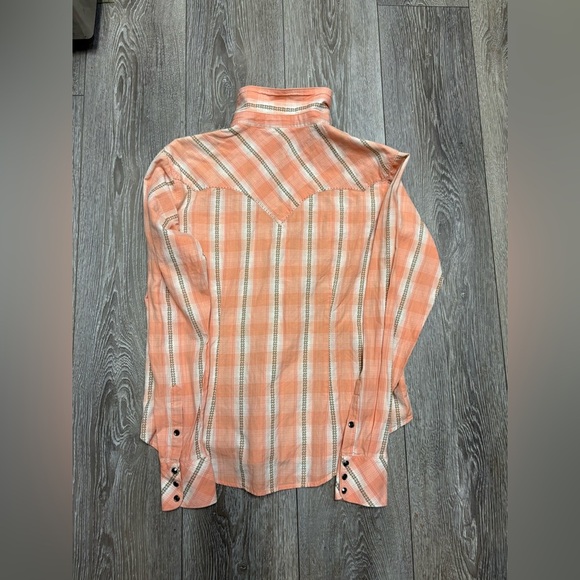 Ariat Womens  Orange Plaid Shirt - Picture 9 of 10